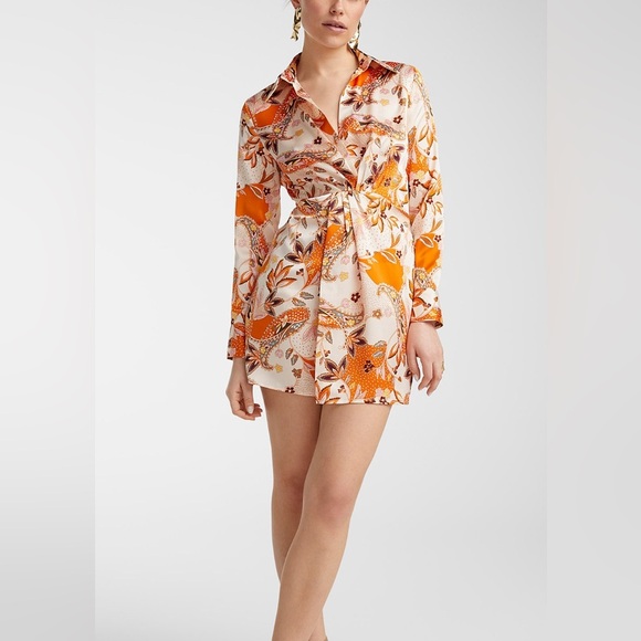 Sweet Lemon Dresses & Skirts - NWT Sweet Lemon Orange Floral Mini Dress Size S – Cute Long Sleeve Spring Party